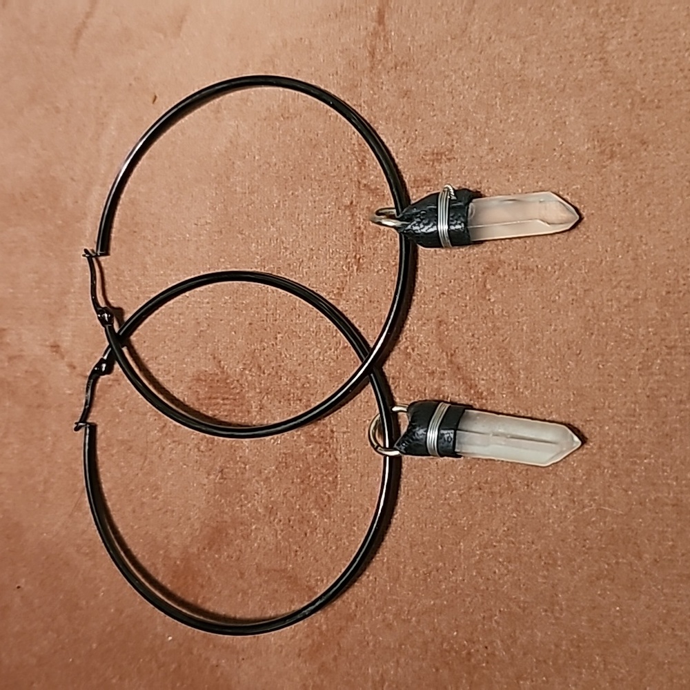 Raw Crystals & Co. Quartz Hoop Earrings